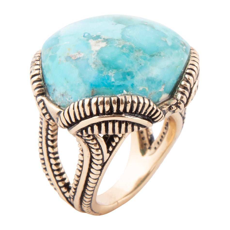 Corinth Blue Turquoise and Golden Statement Ring - Barse Jewelry - Flyclothing LLC