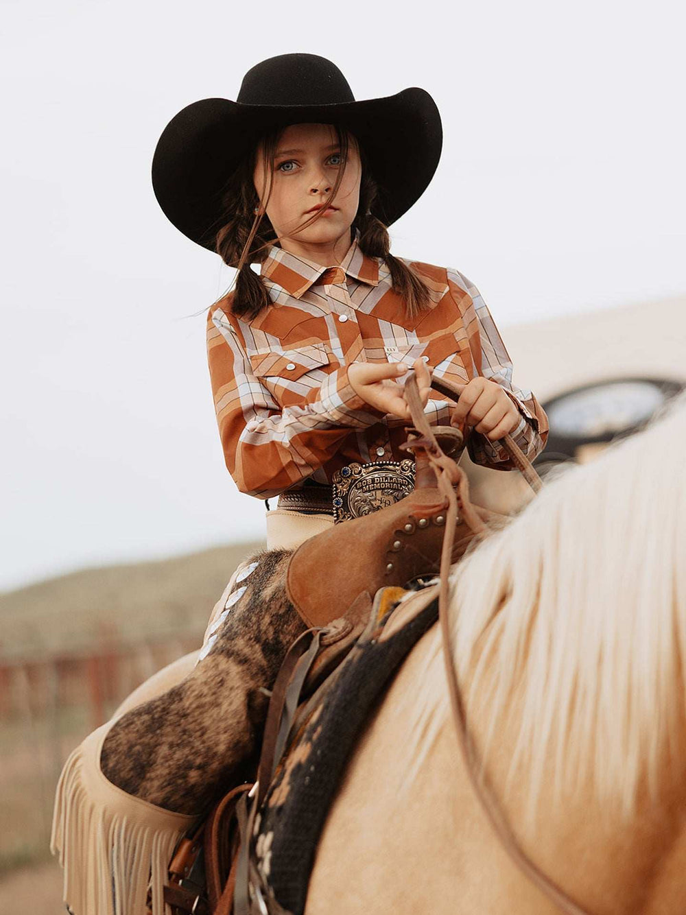 Girl's Cowboygirl Rust Big Plaid Granddaddy Western Snap Shirt - Ely Cattleman - Flyclothing LLC