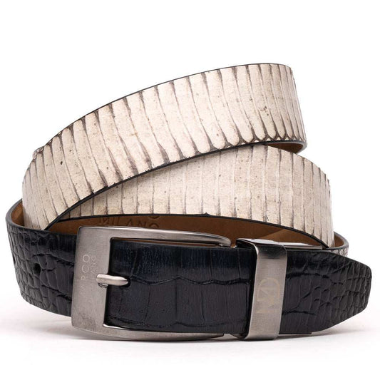 Moncalieri Belt Bone / Black - Marco Di Milano - Flyclothing LLC