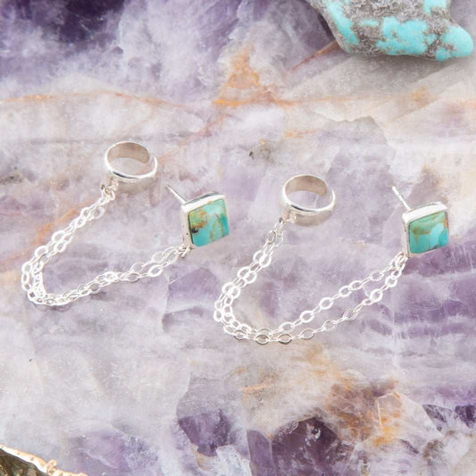 Cuffed Up Turquoise and Sterling Silver Earrings - Barse Jewelry - Flyclothing LLC