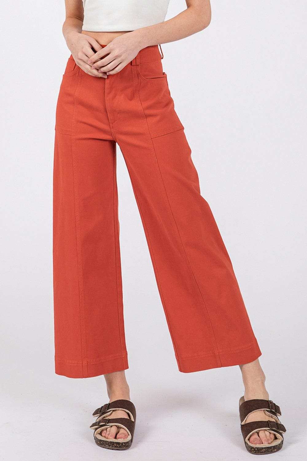SAGE + FIG Wide Leg Cropped Pants - Trendsi - Flyclothing LLC