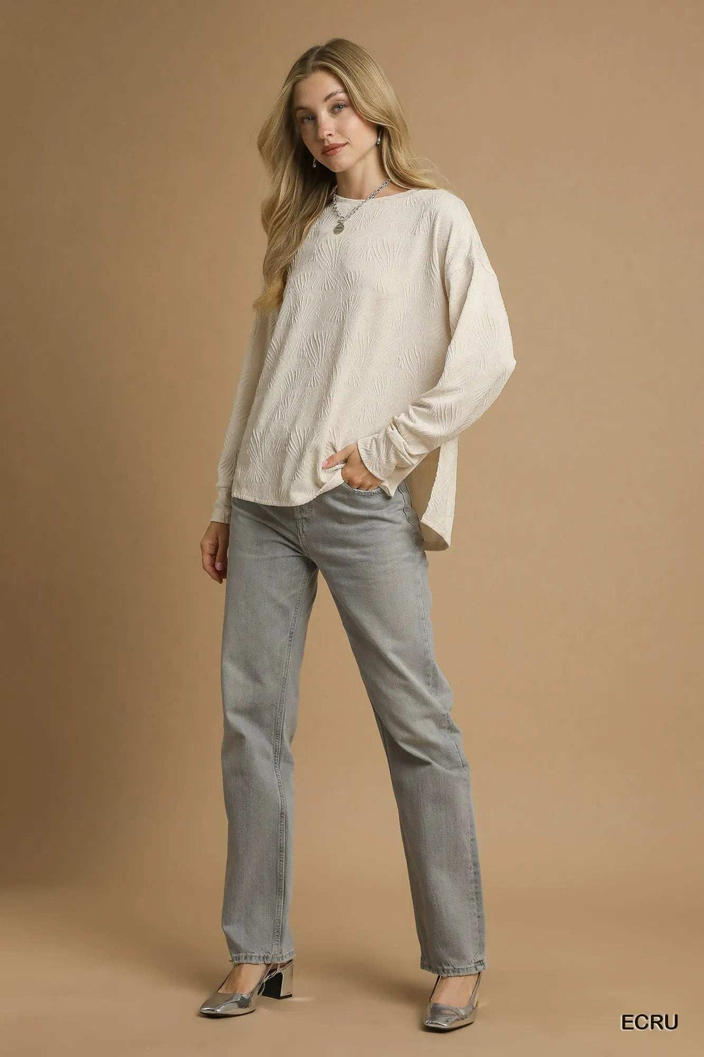 Umgee Textured Knit Long Sleeve Top - Trendsi - Flyclothing LLC