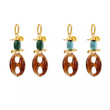 Turquoise Resin Geometric Drop Earrings - Trendsi - Flyclothing LLC