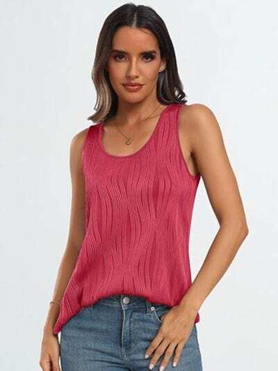 Round Neck Wide Strap Tank - Trendsi - Flyclothing LLC