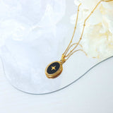 Gold-Plated Titanium Steel Oval Shape Pendant Necklace - Trendsi - Flyclothing LLC