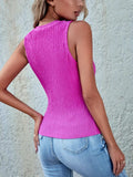 Textured Round Neck Tank - Trendsi - Flyclothing LLC