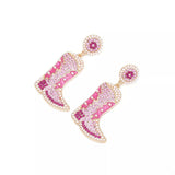 Rhinestone Cowboy Boot Dangle Earrings - Trendsi - Flyclothing LLC