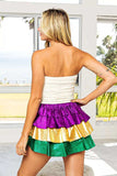 BiBi Mardi Gras Color Block Metallic Tiered Skirt - Trendsi - Flyclothing LLC