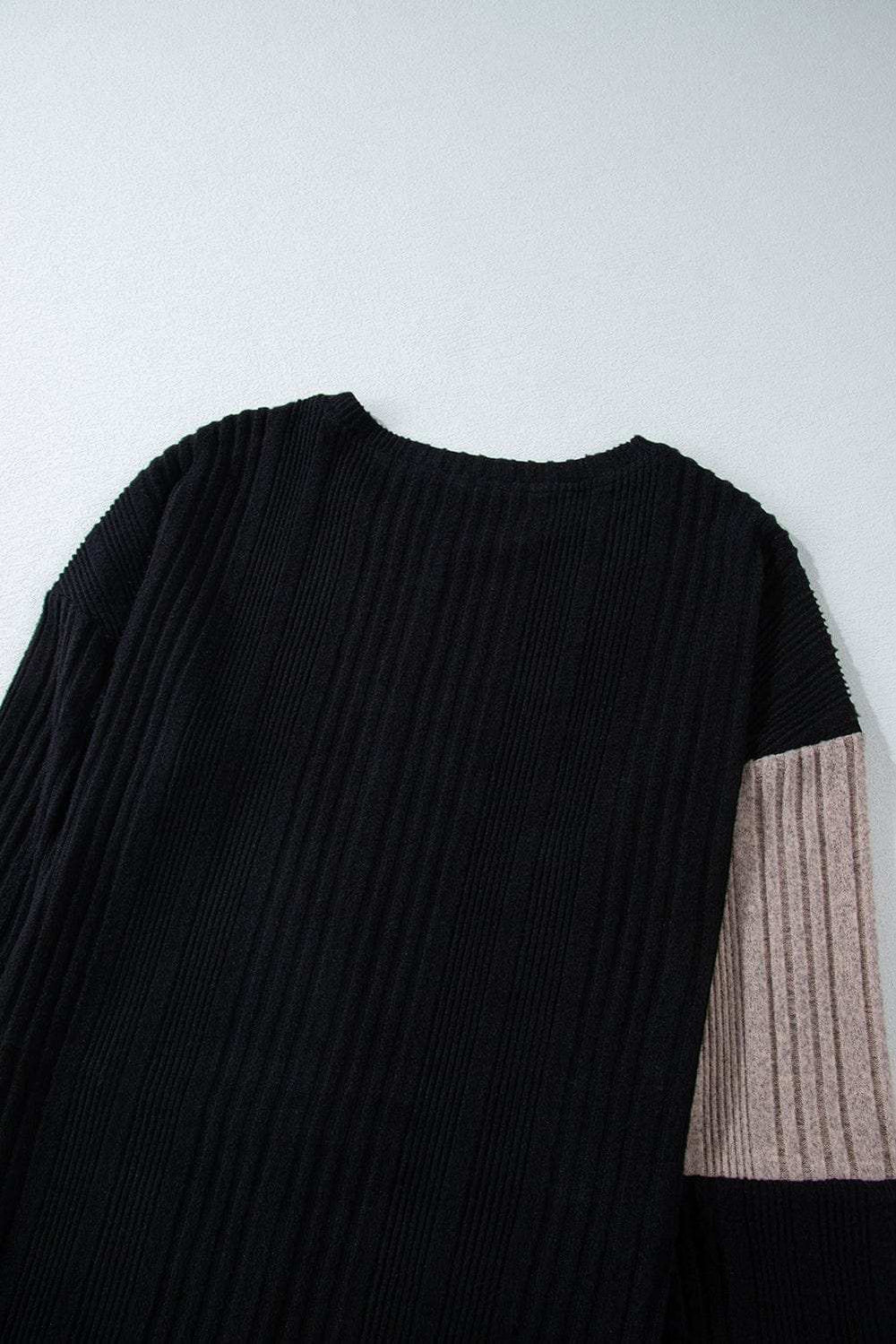 Color Block Drop Shoulder Long Sleeve Mini Dress - Trendsi - Flyclothing LLC