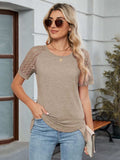 Round Neck Lace Short Sleeve T-Shirt - Trendsi - Flyclothing LLC