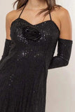 HYFVE Sequin Rosette Halter Mini Dress - Trendsi - Flyclothing LLC
