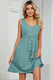 Buttoned Wide Strap Mini Dress - Trendsi - Flyclothing LLC