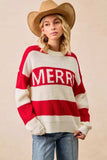 BiBi Christmas Merry Lettering Sweater - Trendsi - Flyclothing LLC