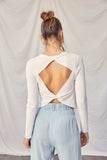 Idem Ditto Twisted Backless Long Sleeve Knit Top - Trendsi - Flyclothing LLC