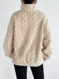 Fuzzy Quarter Zip Long Sleeve Sweatshirt - Trendsi - Flyclothing LLC