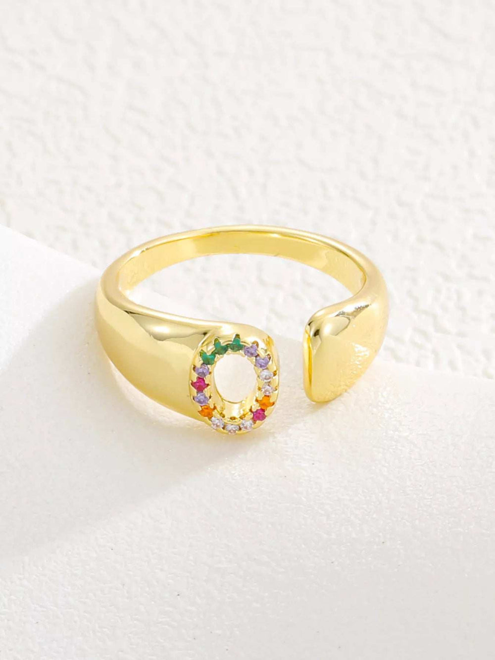 18K Gold-Plated Zircon Letter Ring - Trendsi - Flyclothing LLC