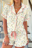 Printed Button Up Short Sleeve Top and Shorts Lounge Set - Trendsi - Flyclothing LLC