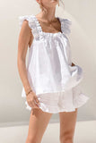 Ruffled Square Neck Top and Shorts Set - Trendsi - Flyclothing LLC