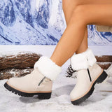 Fuzzy Ankle Boots with Zipper Detail - Trendsi - Flyclothing LLC