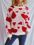 Heart Round Neck Long Sleeve Sweater - Trendsi - Flyclothing LLC