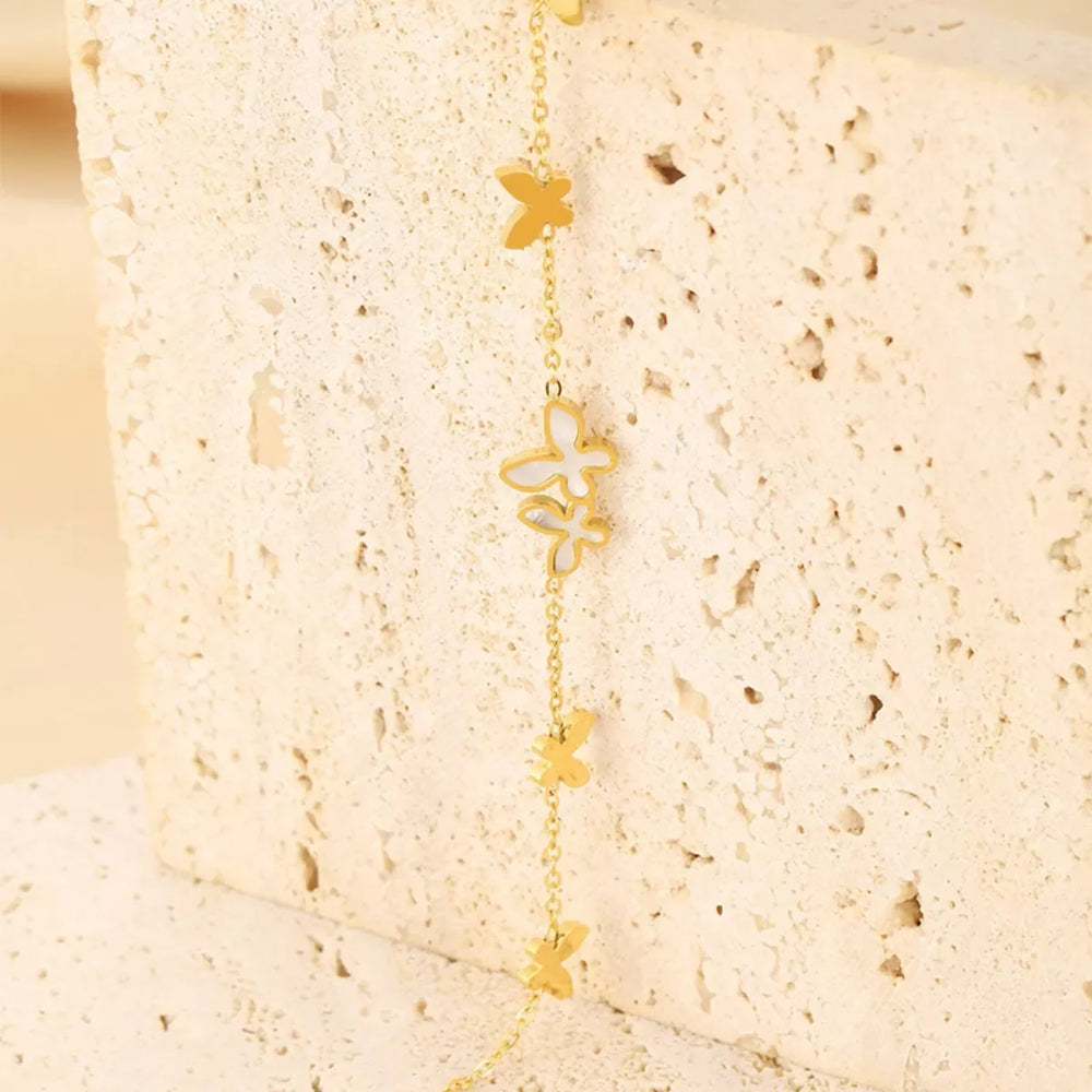 18K Gold-Plated Butterfly Charm Bracelet - Trendsi - Flyclothing LLC