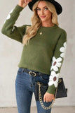 Flower Round Neck Long Sleeve Sweater - Trendsi - Flyclothing LLC