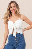 BiBi Ruffled Smocked Ribbon Detail Cami - Trendsi - Flyclothing LLC