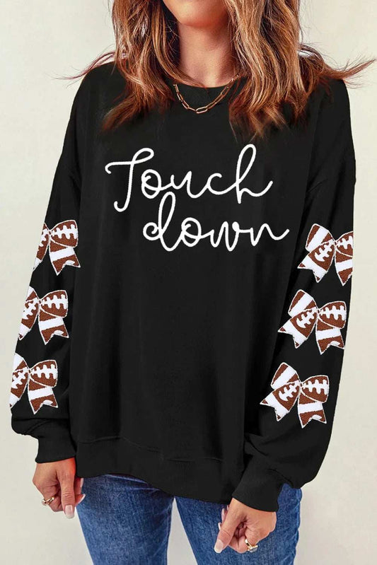 Letter Graphic Bow Long Sleeve Sweatshirt - Trendsi - Flyclothing LLC