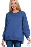 Zenana Fleece Hi-low Boyfriend Sweatshirts with Pockets - Trendsi - Flyclothing LLC