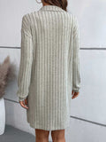 Ribbed Collared Neck Long Sleeve Dress - Trendsi - Flyclothing LLC
