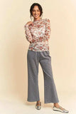 Davi & Dani Floral Print Mesh Long Sleeve Layering Top - Trendsi - Flyclothing LLC