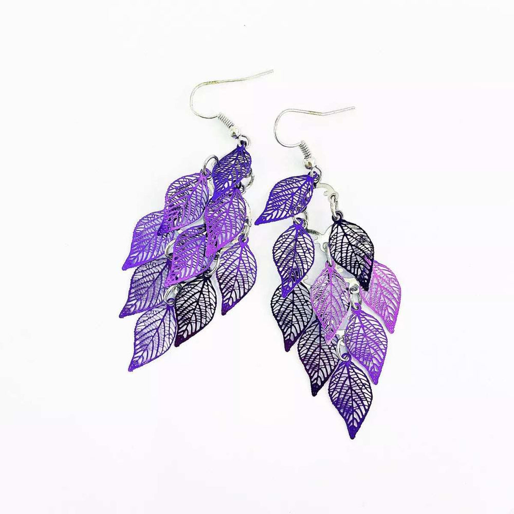 Zinc Alloy Leaf Dangle Earrings - Trendsi - Flyclothing LLC