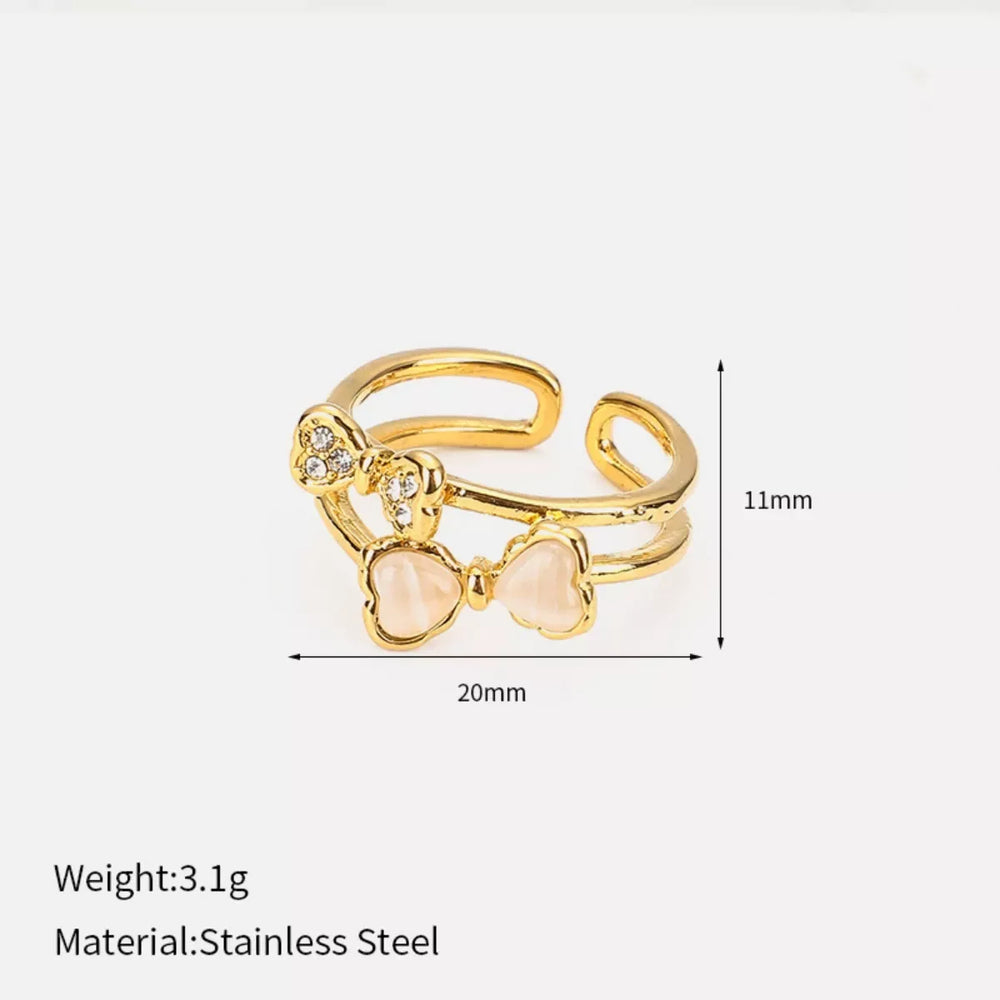 18K Gold-Plated Bow Open Ring - Trendsi - Flyclothing LLC