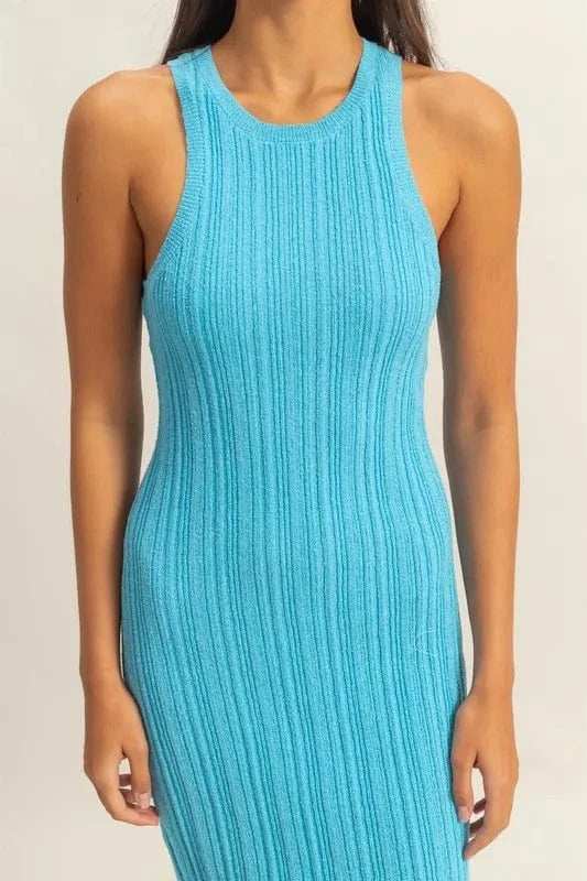 HYFVE Round Neck Bodycon Ribbed Knit Dress - Trendsi - Flyclothing LLC