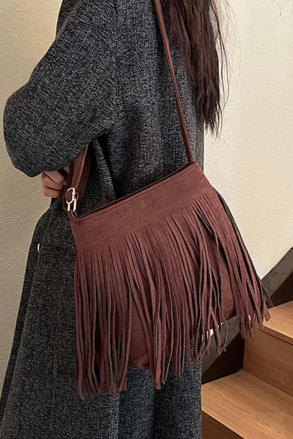 Suede Fringe Shoulder Bag - Trendsi - Flyclothing LLC