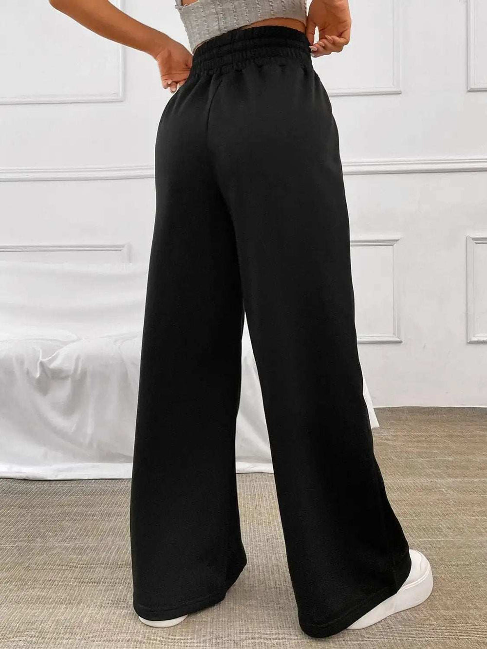 Honey Drawstring Elastic Waist Wide Leg Pants - Trendsi - Flyclothing LLC