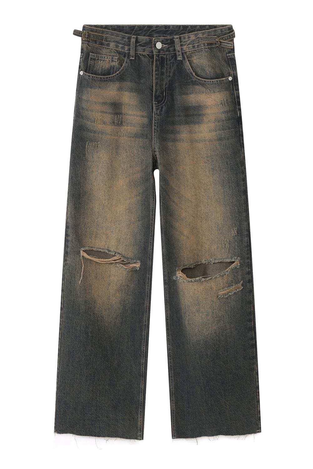 Distressed Wide Leg Jeans - Trendsi - Flyclothing LLC