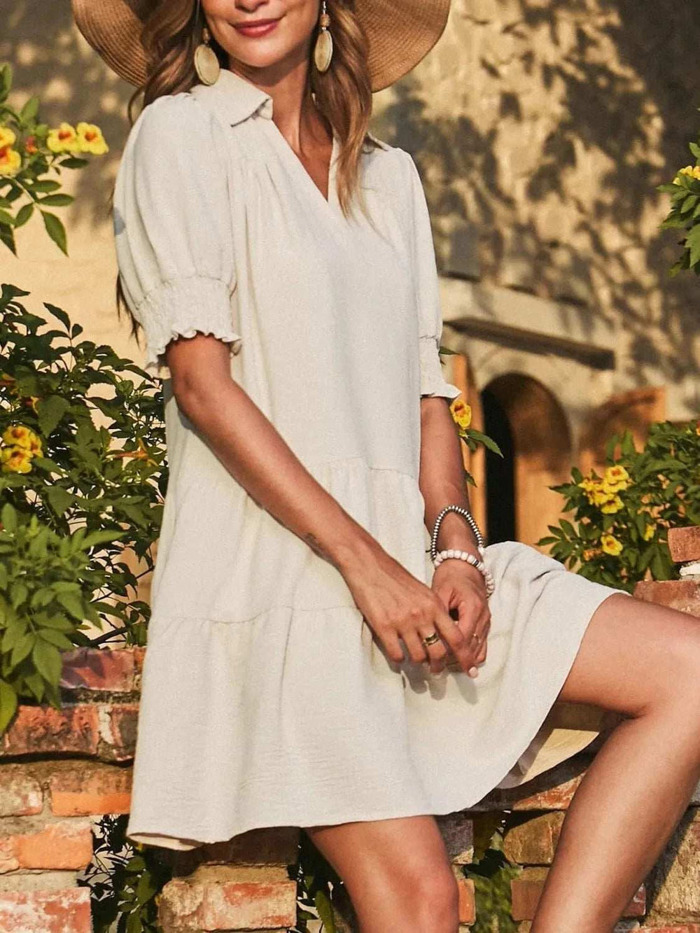 Johnny Collar Short Sleeve Mini Dress - Trendsi - Flyclothing LLC