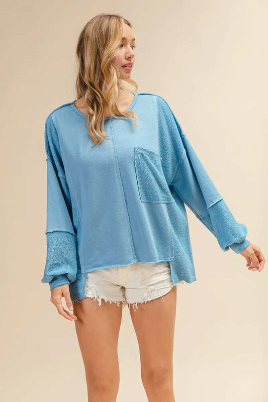 BiBi Oversized Pocket Front Sweatshirt - Trendsi - Flyclothing LLC