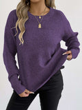 Textured Knit Relaxed Fit Round Neck Sweater - Trendsi - Flyclothing LLC