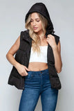 Snobbish Snap and Zip Closure Hooded Vest - Trendsi - Flyclothing LLC