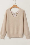 Tied Back V-Neck Long Sleeve Sweater - Trendsi - Flyclothing LLC