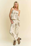 Davi & Dani Abstract Tie Dye Dot Lace Detail Barrel Pants - Trendsi - Flyclothing LLC