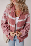 Lace Detail Zip Up Sherpa Patchwork Jacket - Trendsi - Flyclothing LLC
