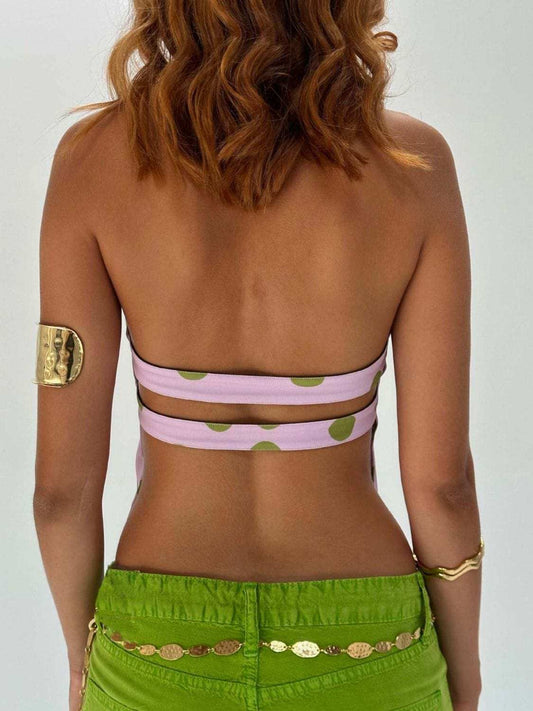 Backless Printed Halter Neck Tank - Trendsi - Flyclothing LLC