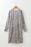 Leopard V-Neck Long Sleeve Dress - Trendsi - Flyclothing LLC