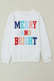 Full Size MERRY AND BRIGHT Cable Knit Pullover Sweatshirt - Trendsi - Flyclothing LLC