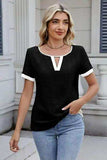 Cutout Round Neck Short Sleeve Top - Trendsi - Flyclothing LLC