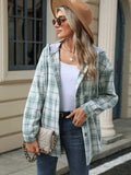 Drawstring Plaid Button Up Hooded Jacket - Trendsi - Flyclothing LLC