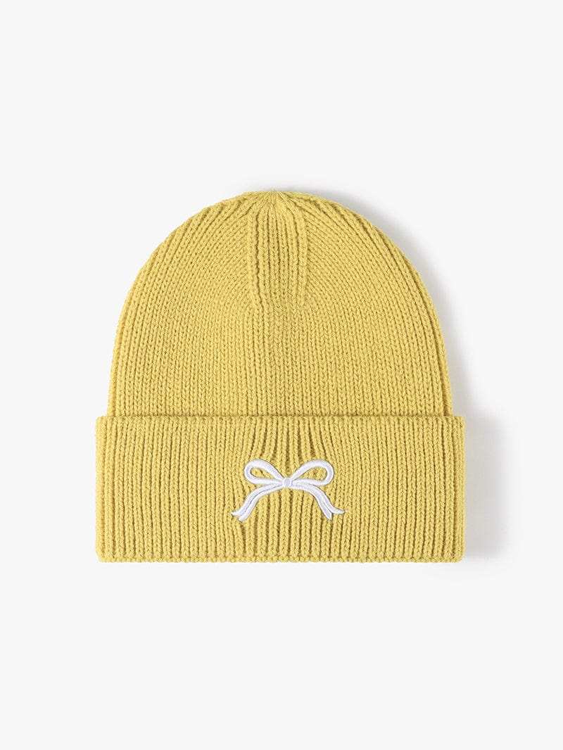 Embroidered Bow Knit Hat - Trendsi - Flyclothing LLC